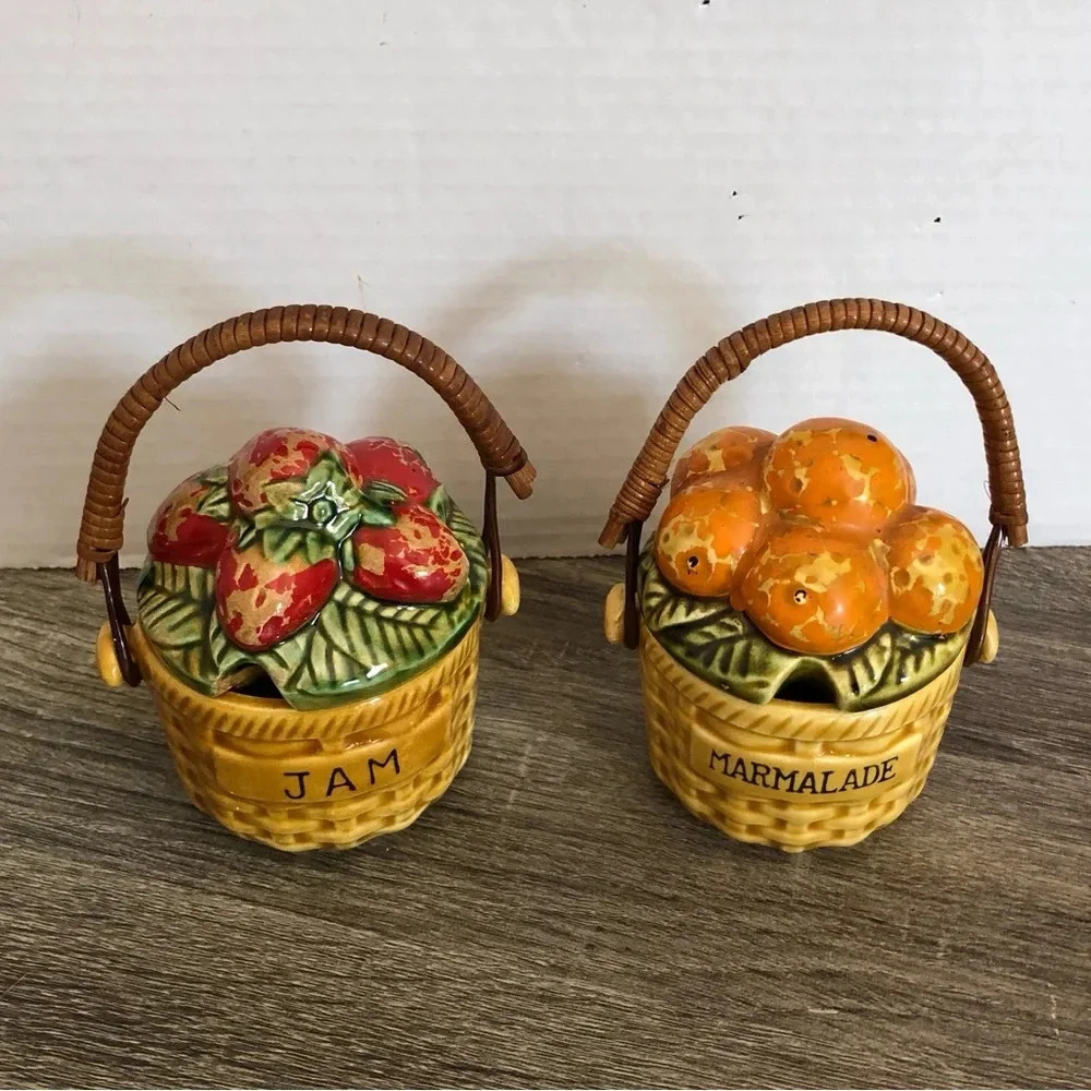 Vtg Ceramic  Jam and Marmalade Containers